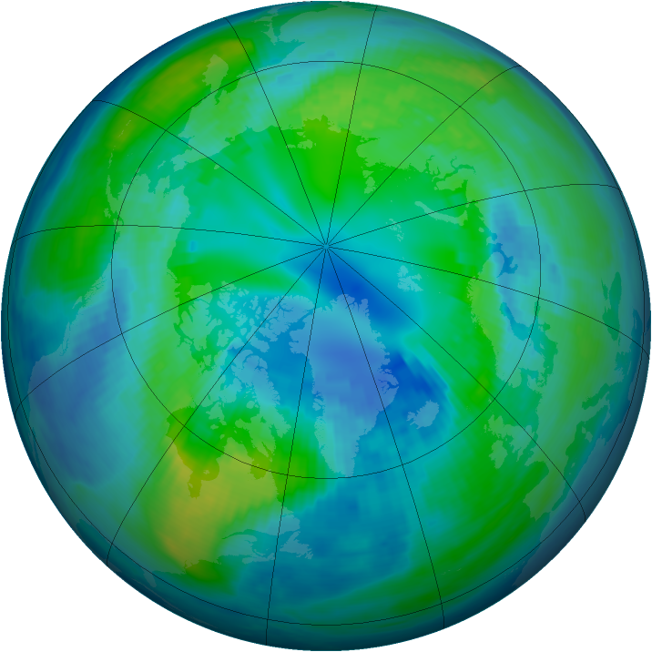 Arctic ozone map for 19 October 1992
